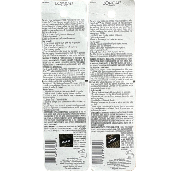 New 2 L'Oreal Brow Stylist Frame & Set Pomade 214 Warm Brunette - Picture 2 of 2